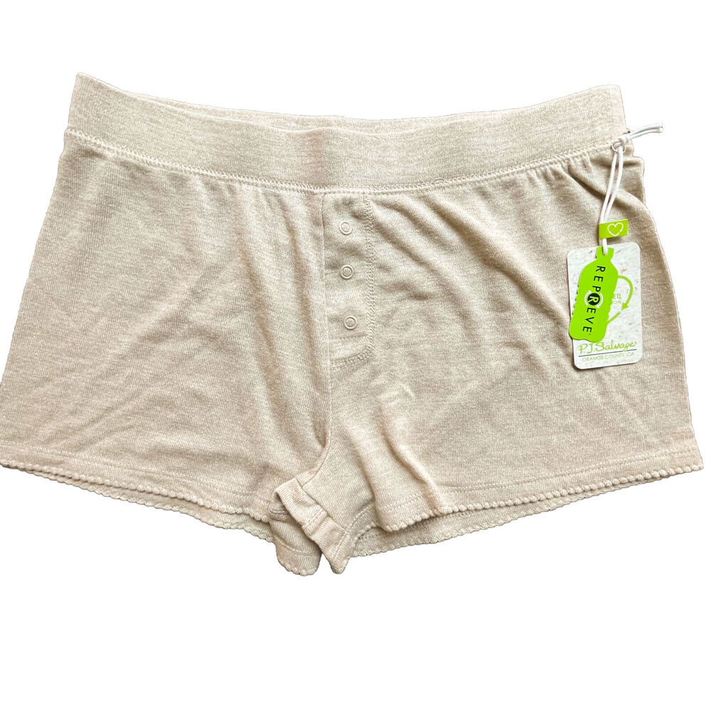 PJ Salvage Shorts Womens Medium Tan Boxer Soft Cozy Lounge Eco Concious